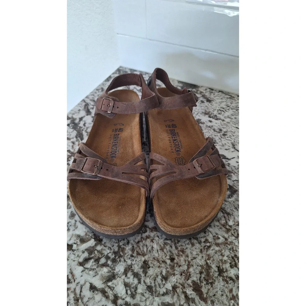 Birkenstock Bali Habana Brown Oiled Leather Soft Footbed Sandals Women 40 L9 M7